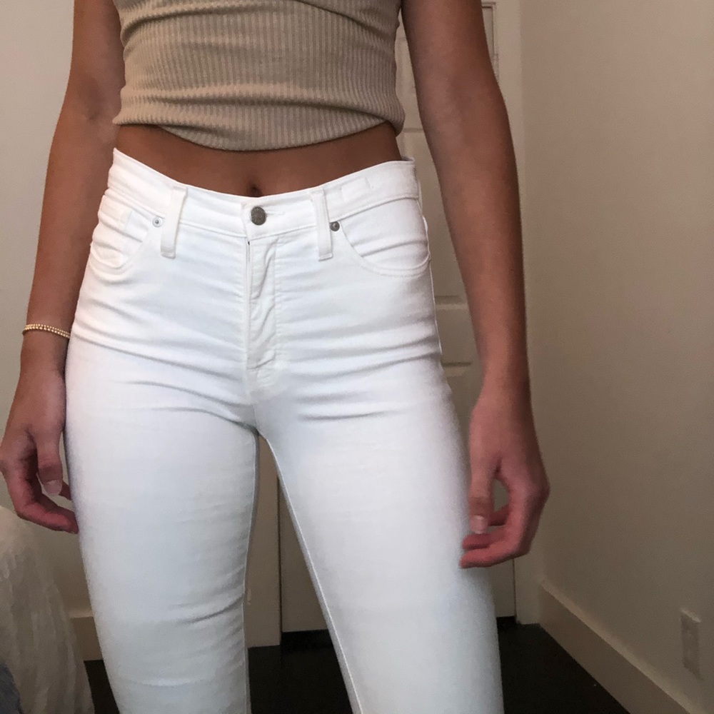 Madewell 9” high-rise skinny white jeans